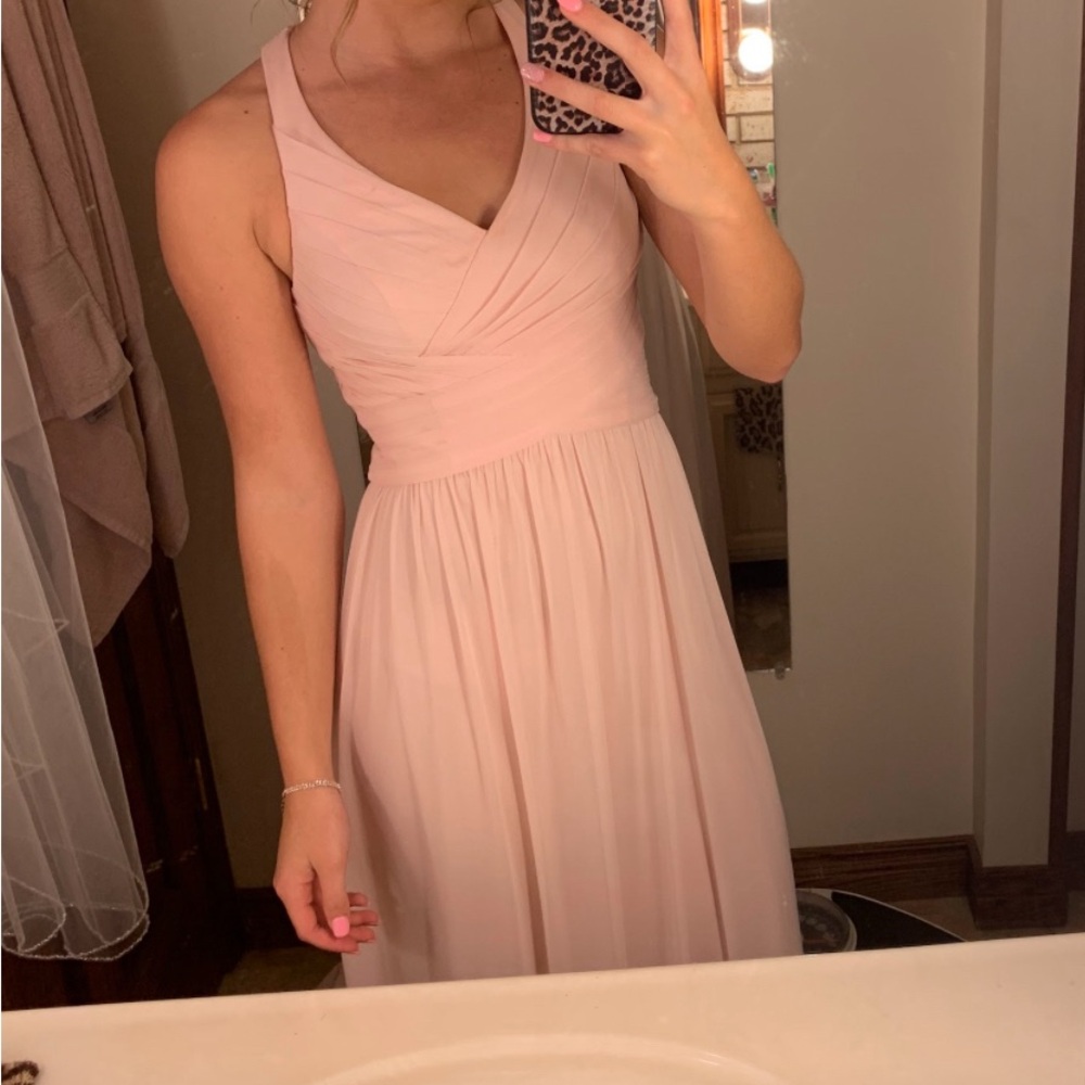 David's Bridal Long with Criss Cross Back